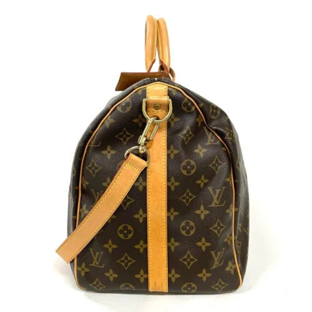 Louis Vuitton Canvas Bandouliere Brown Boston Bag Monogram Keepall Brown